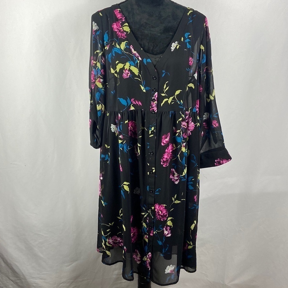 Torrid Mini Chiffon Shirt Dress in Holiday Glow with Attached Slip